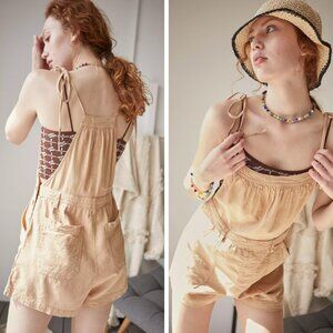 Urban Outfitters Ivy Brown Tie-Up Playsuit